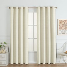 Beige Blackout Chenille Curtains 52x108 Inch - Thermal Insulated Room Darkeni...