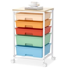 Craft cart,Rolling Cart with Drawers,Storage Cart with 5 Drawers and Wooden T...