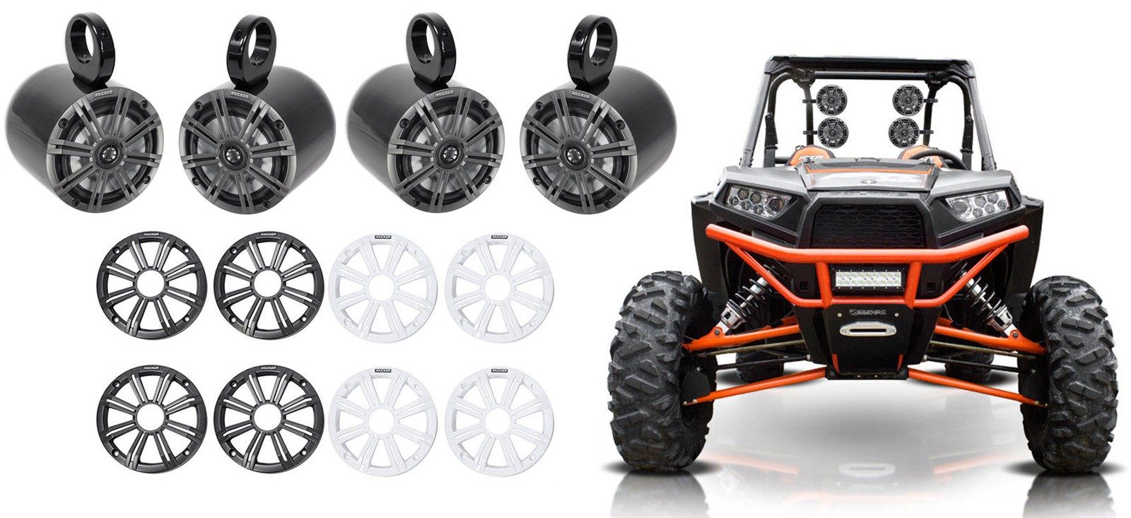 4 Колонки KICKER 45KM654 65 Black Tower мощностью 390 Вт для Polaris RZRATVUTV 8459000₽