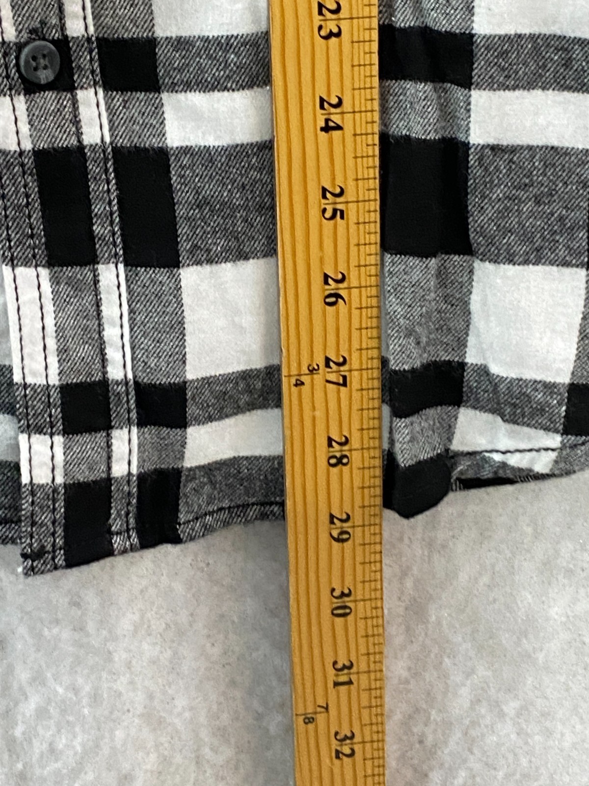 George Flannel Shirt Men's M Tartan Plaid Black White Super Soft Casual image 9