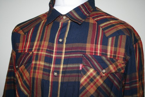 Camisa a Cuadros Levi's Para Hombre - XL - Azul Marino/Ámbar - Top Clásico Informal Manga Larga - Imagen 2 de 11