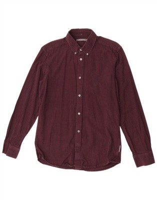 French Connection Herren Hemd Medium Burgund Gingham Baumwolle BI17