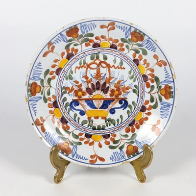 Delft Polychrom Fayence Wandteller Antik um1680 Lambertus Cleffius LC 17.Jh 21cm - Bild 1 von 4