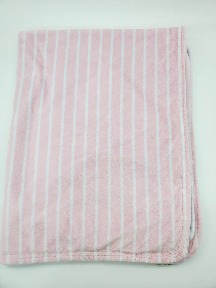 Manta de bebé Pottery Barn Kids rosa blanco lunares rayas monograma Lilly B58 Foto 4 de 4
