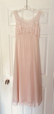 Vintage 50 s 60 s Shadowline Feminine Pink Nightgown Nylon Chiffon Negligee S/M