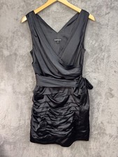 Express LBD Satin Mini Dress 12 Faux Wrap Tie Pleated Glam Event HOCO Whimsigoth