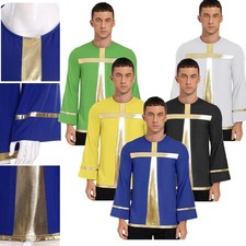 Mens Tank Top Costume Dancewear Loose Pullover Party Shirt Praise Long Sleeve