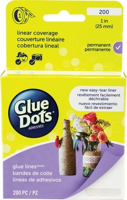 Glue Dots GD22263  Clear Glue Line Roll-1'' 200/Pkg (3Pk)
