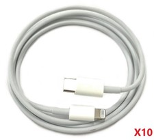 Lot of 10 Genuine Apple MK0X2AM/A USB-C Male to Lightning Male Charger Cables 1m
