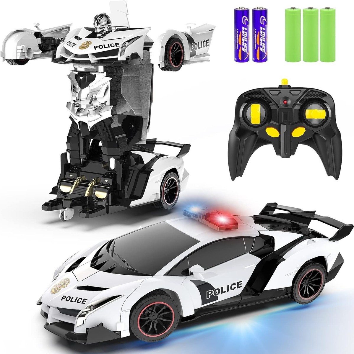 Police Cop Car Transformer 2 in 1 Robot toy for 3 4 5 6 7 8 9 year