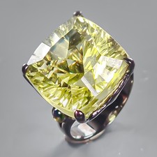 Handmade 24 ct+ Natural Lemon Quartz Ring 925 Sterling Silver Size 7 /R440425