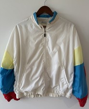 VINTAGE 80s Sergio Tacchini Multicolor Nylon Italian Windbreaker Zip Up Jacket