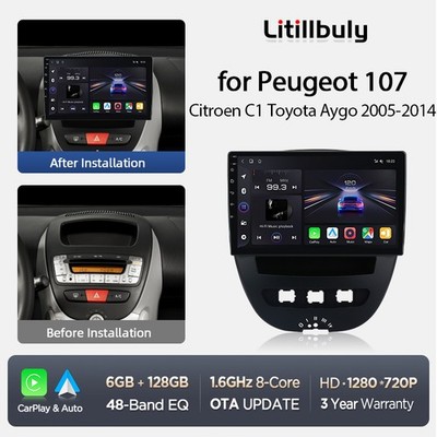128GB Für Toyota Aygo Peugeot 107 Citroen C1 Android Carplay Autoradio GPS NAVI