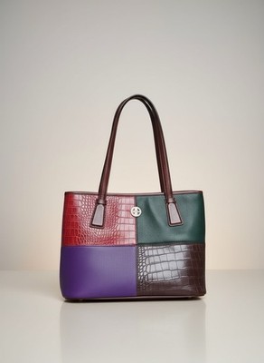 Giani Bernini Colorblock Tote Multicolor Patchwork Shoulder Bag Purse 3 Sections