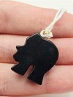 Vintage 14K Gold Black Onyx Carved Elephant Pendant Ruby Eye 3.9g 585 Estate — photo 4