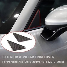 2pcs Real Carbon Fiber A-pillar Outer Panel For 718 2016-19 911 2012-18 Porsche