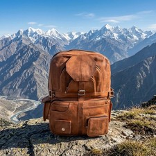 Men's Vintage Brown spacious Leather Large Backpack Rucksack Shoulder Bag