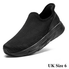 Womens Slip On Trainers with Low Arch Support Insoles Indoor Outdoor Black 6 UK