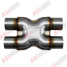 Edelstahl  Universell Auspuff X-Rohr Adapter Dual 2.5" In/Out