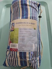 New Bliss Hammock In A Bag 220 Pound Indoor / Outdoor Blue Stripped - FREE SHIP!