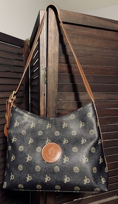 Vtg Roccobarocco Brown Logo Leather Shoulder Handbag Made in Italy