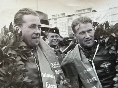 Foto Motorsport Hermann Paul HP Müller und Georg Schorsch Meier 1939, Rarität!
