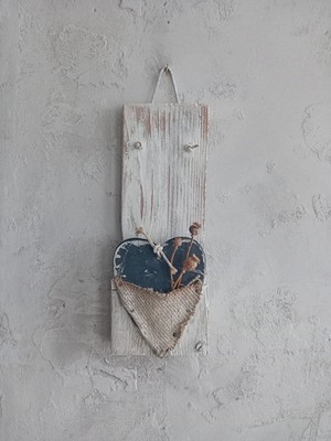 Treibholz bemalt Kiefer rustikal primitiv Herz Panel Maserung Sack getrocknet Kräuter Beutel