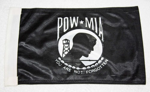 3 POW MIA You Are Not Forgotten kleine Flaggen FAHNE 8" x 13" doppelseitig schwarz NEU