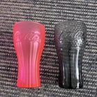 Vintage Coca-Cola Neon Pink Frosted & Clear Black Glasses Set of 2