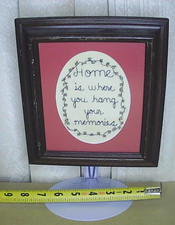 Vintage Finished Cross Stitch Home Is Where You Hang Your Memories Simple Frame
