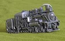 Pewter Steam Engine No 9  Tender Belt Buckle The Great American Buckle Co NEW