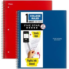 Spiral Notebook Study App, 2 Pack, 1 Subject, College Ruled , 100 Sheets, 8...