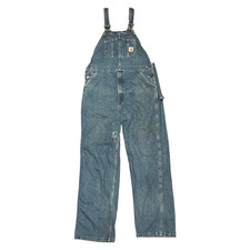 Carhartt R07 DST Denim Bib Overalls 100 Cotton Workwear Construction Sz 38/34