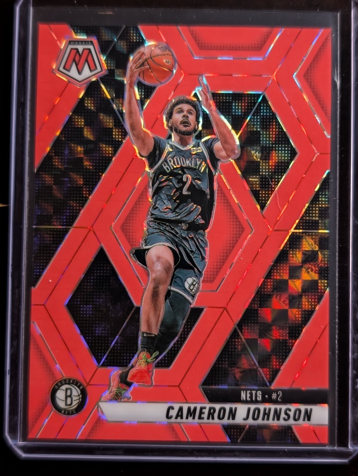 2024-25 Panini Mosaic - Cameron Johnson #160 Red Fluorescent Mosaic Prizm /75