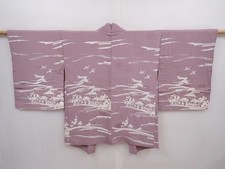 6302T01z580 Vintage Japanese Kimono Silk HAORI Hut Light purple