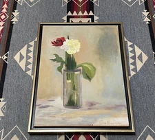 Marie Cardi Etherington Floral Oil Painting Framed 16x12