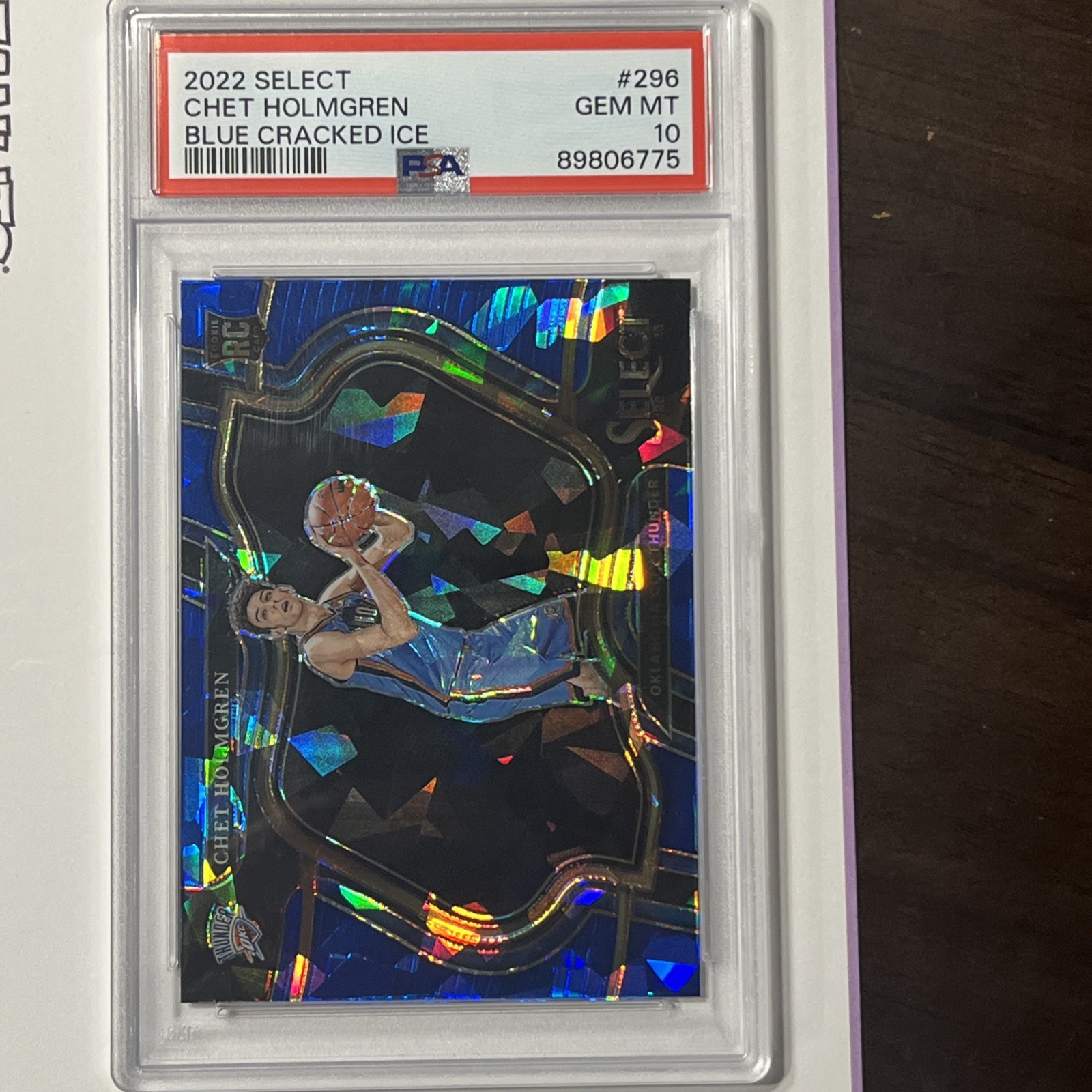2022 Select Courtside Chet Holmgren Blue Cracked Ice RC PSA 10 Thunder