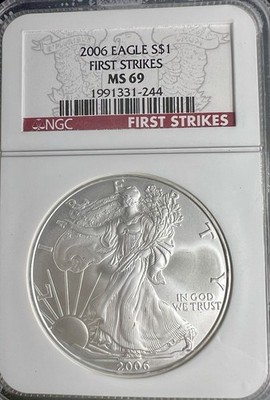 2006 American Silver Eagle $1 NGC MS69 First Strike 1 oz Silver