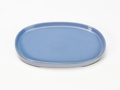 Japanischer Ikebana Suiban Topf Seto Ware Oval Blau Keramik 31,5 cm Blume Bonsai