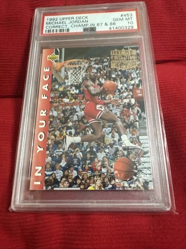 Rare PSA 10 Michael Jordan 1992 Upper Deck IN YOUR FACE 1987 1988 Slam Dunk Card