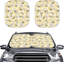 Renewold Bee Daisy Pattern Car Windshield Sun Shade Shield 