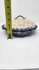 Vintage Lattice-Weaved Lidded Sponge Pattern Cobalt Blue Ruffled Pie Oven Dish — photo 9
