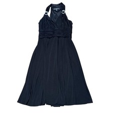 Y2K Halter Midi Dress Black 8 Jones Wear Cocktail Rhinestone Glam Formal Wedding