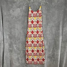 Alice and Olivia Delora Midi Dress Womens 2 Multicolor Artsy Spaghetti Strap