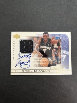 2001-02 Upper Deck Pros & Prospects Terrell Brandon Auto Jersey Timberwolves NB 