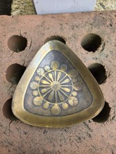 Vtg Brass STEINLIN trinket tray / also WALL hanging ABstract Design , MCM EX