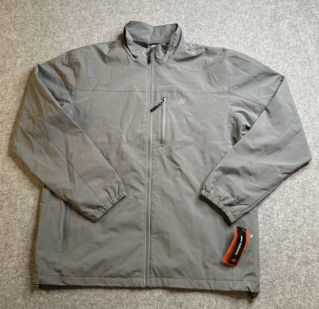 NWT New Balance Men's Windbreaker Jacket Lightweight  Gray Size Large