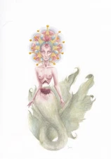 Songless Watercolor J Dreag ItDoesArt Surreal Mermaid 9x12