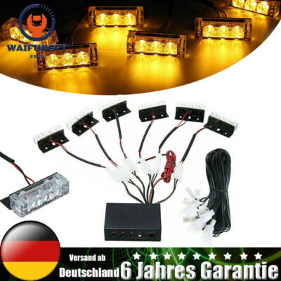 6X 12 LED Blinklicht Stroboskop Warnlicht Warnleuchte Notfall Warnung Orange DE