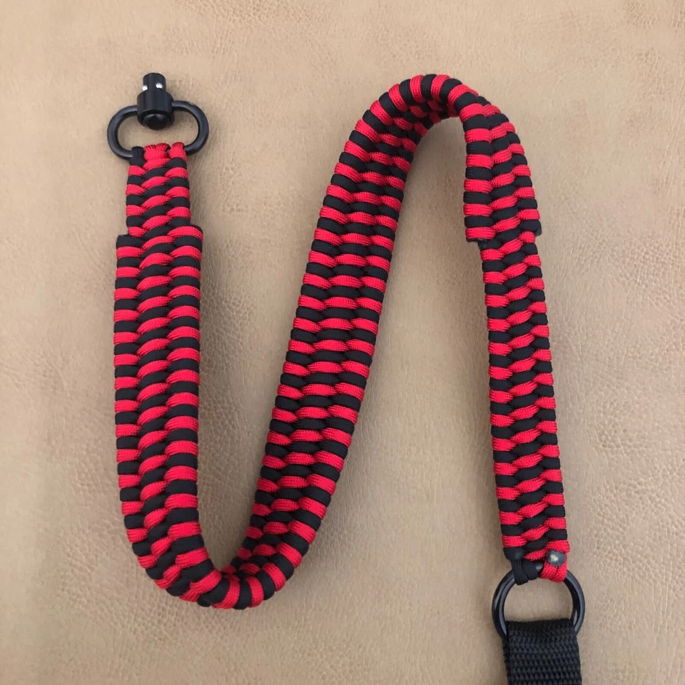 Rojo y Negro QD Hecho a Mano Táctico 2 Puntos Paracord Pistola Rifle Eslinga Tirar Lazo Foto 2 de 4